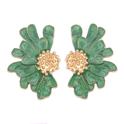 Alloy Enamel Floral Earrings - Stylish and Simple Flower Studs for a Fresh Accessory Look