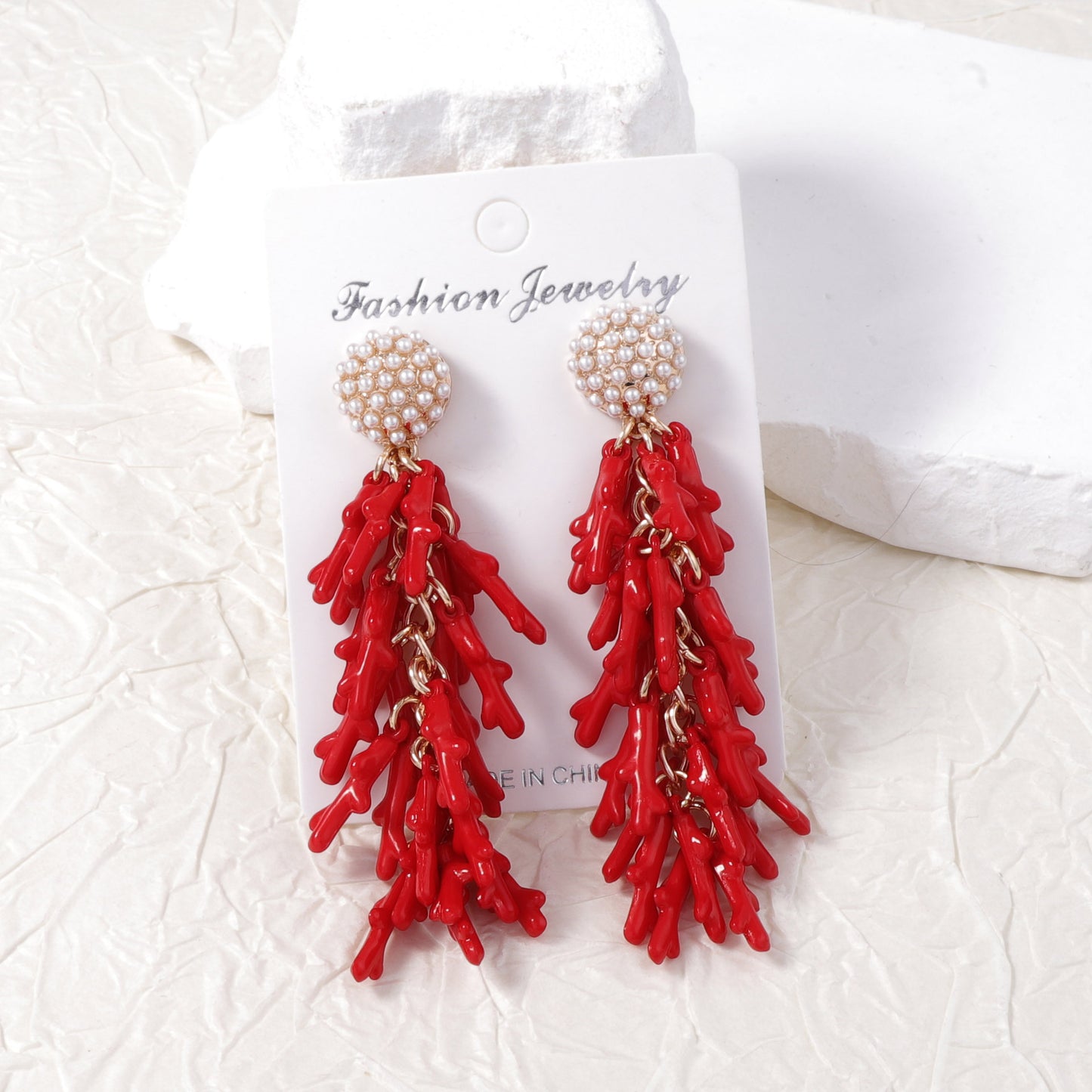 Unique Creative Design Enamel Ocean-Inspired Pendant Earrings with Micro Inlaid Imitation Pearls in Durable Alloy - Perfect for Individuality and Style