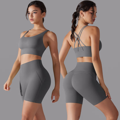 Ultra Soft Brushed Nylon Yoga Set Seamless Sports Bra and High Waisted Leggings for Comfort and Style Ideal for Running Fitness and Everyday Wear