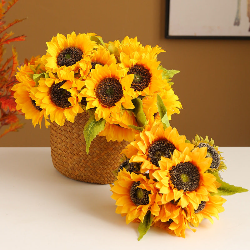 Artificial Sunflower Field Home Decor – Lifelike Faux Sunflower Bouquet for Weddings, Photography, and Rustic Style Interiors