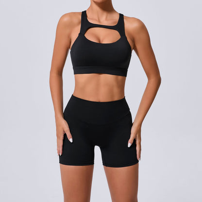 High Waisted Stretchy Workout Set for Women Cross Back Design for Running Yoga and Fitness Enthusiasts