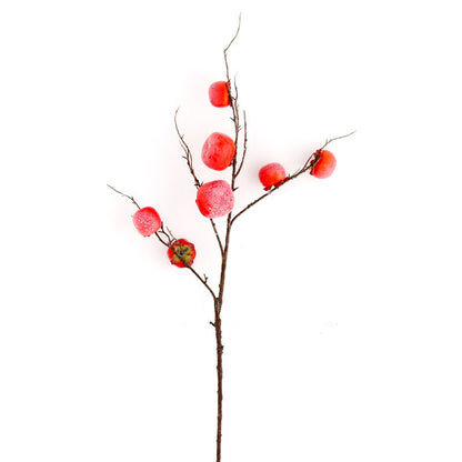 Realistic Artificial Persimmon Branch with 7 Fruits - Perfect for Home Decor, Hotels, and Retail Spaces - Luxurious and Exquisite Design for a Touch of Elegance