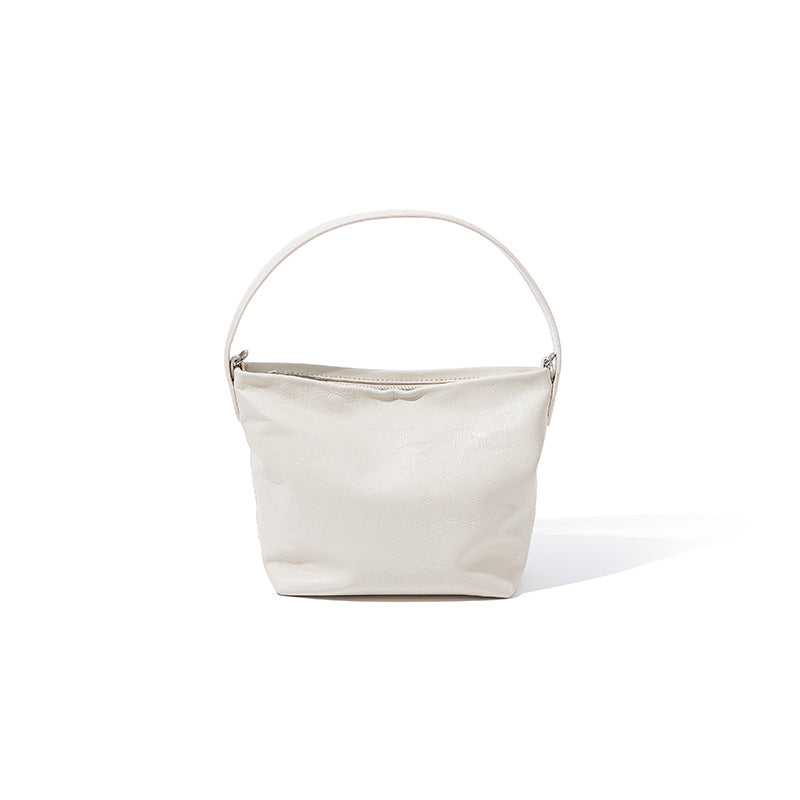 Elegant Women's Minimalist Shoulder Bag Layer Oil Wax Leather Tote Square Crossbody Purse with Feel