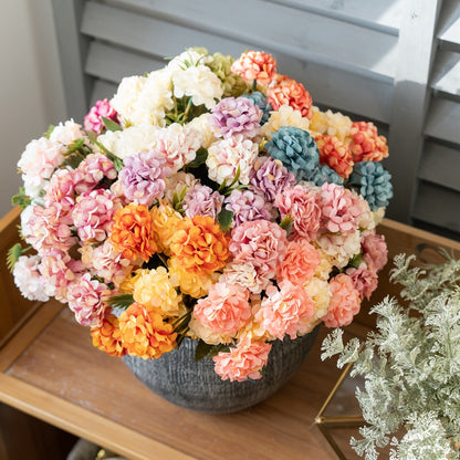 Stunning Faux Flower Bouquet - Small Mums Decorative Arrangement for Home Decor & Wedding Handheld Flowers - Perfect for Wall Plant Decorations - MW55502