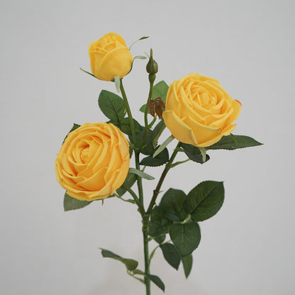 Touch Realistic Hydrating 3-Head Sweetheart Rose Home Decor Flower Arrangement - Perfect for Photography Props & Elegant Interior Decoration