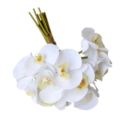 Washable 12-Head Touch-Feel Faux Butterfly Orchid Bouquet Set – Perfect for Weddings, Home Decor, and Floral Arrangements – Durable Plastic Artificial Flowers for Long-Lasting Elegance