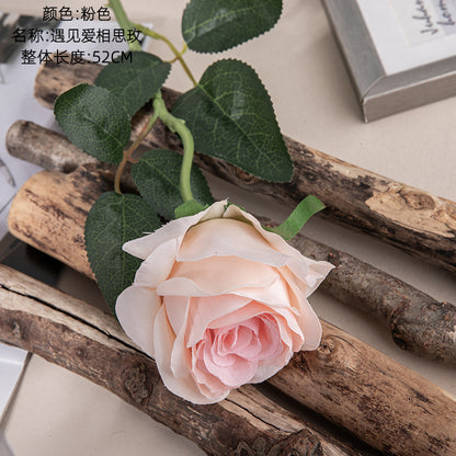 Realistic Faux Flower Single Stem Rose Bouquet for Weddings – Perfect Home Decor, Background Wall Accents, and Stunning Photography Props – Model MW41105