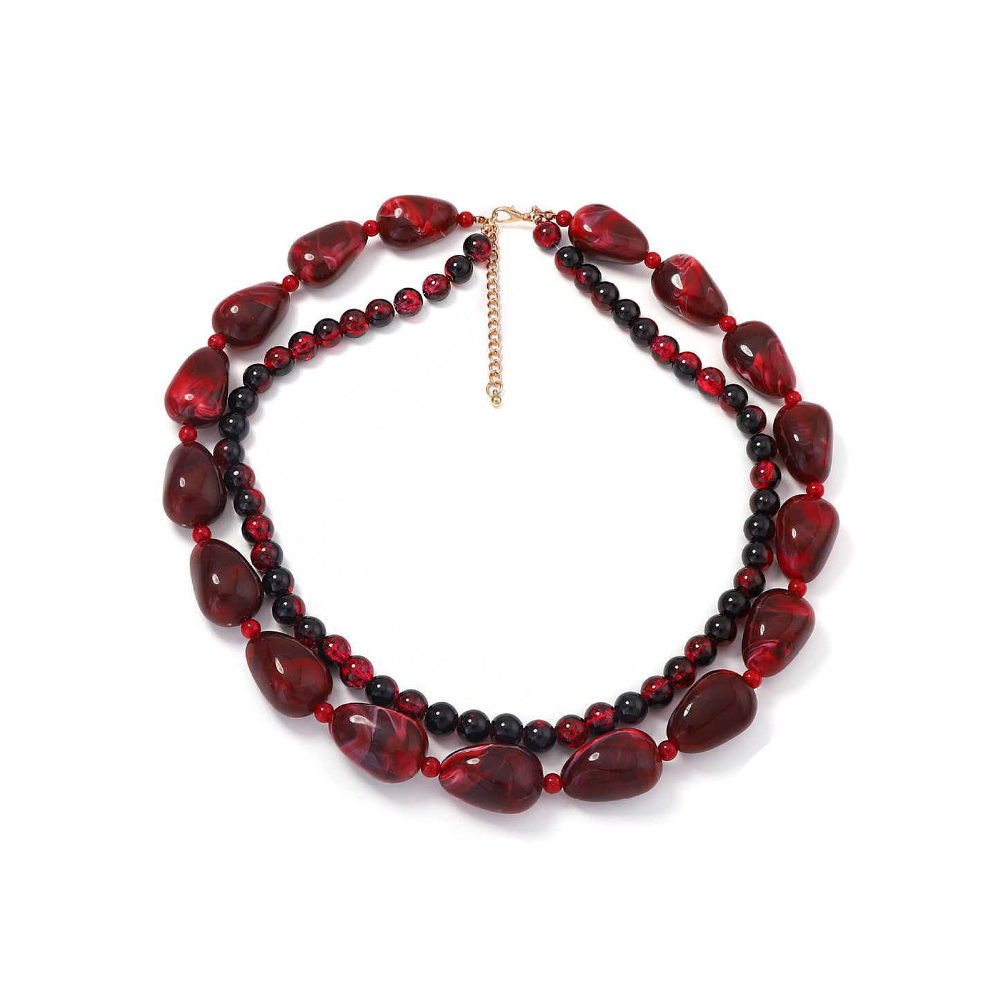 Unique Custom Design Multi-Layered Resin Bead Necklace for Women - Vintage Chic with Versatile Style for Every Occasion