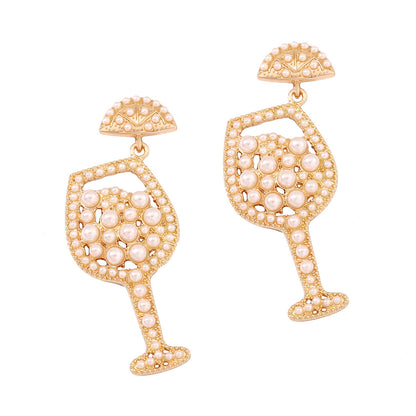 Chic Party Style Crystal-Embellished Pearl Drop Earrings - Creative Bottle Design for Trendy Women, Perfect for Gifting and Everyday Wear