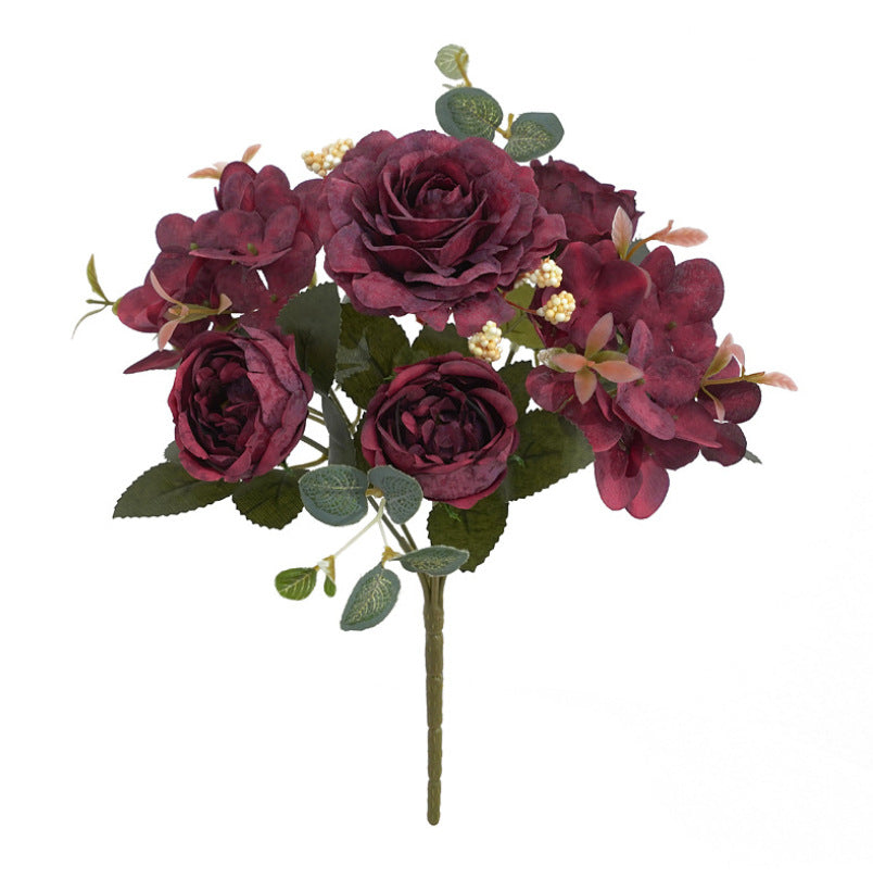 Stunning European-Style Artificial Floral Arrangements: Snowflake Hibiscus, Peony, Hydrangea & Rose Bouquets for Weddings and Event Decor – Perfect for Storefront and Home Decorative Touch