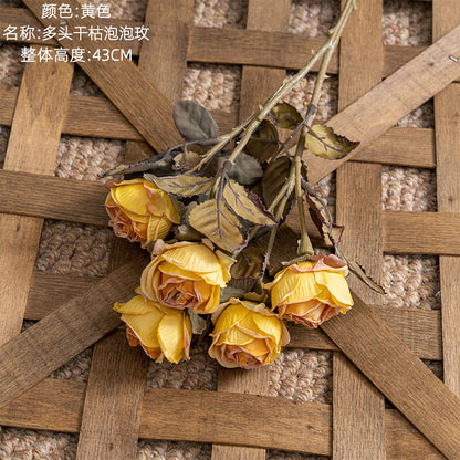 Beautiful Multi-Headed Artificial Dried Bubble Rose - Perfect for Wedding & Event Decor, Greenery Home Accents - High-Quality Craftsmanship MW66901