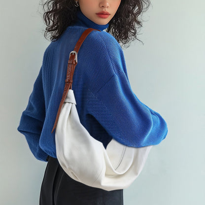 Niche Design Crossbody Bag with Top Grain Leather Zipper Closure Versatile Handheld Dumpling Bag for Chic Underarm Carry