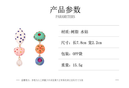 Colorful Resin Geometric Design Earrings with Sparkling Rhinestones - Trendy, Versatile & Perfect for Expressing Your Unique Style