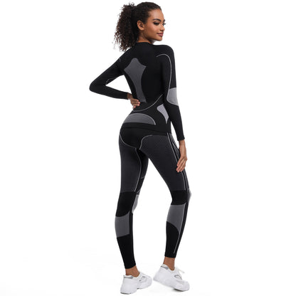 Seamless Tight Fitting Long Sleeve Sports Bodysuit Set for Women Ideal Cycling Yoga Fitness and Skiing Outfit with Enhanced Comfort Flexibility