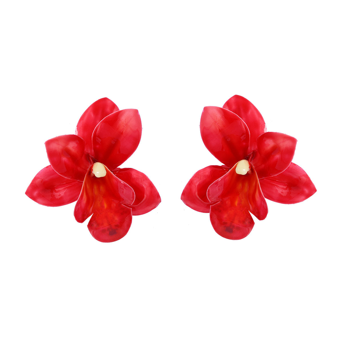 Bohemian Chic Oversized Minimalist Dripping Oil Unique Fabric Flower Stud Earrings – Versatile Vacation Accessories for Women