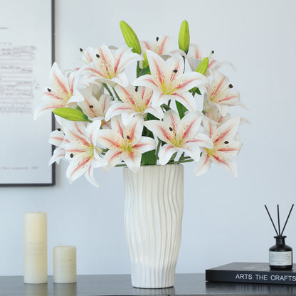 Realistic Faux Lily Wedding Bouquet - 9-Head Faux Floral Arrangement for Stunning Wedding Decorations, Hotel Centerpieces, and Event Styling