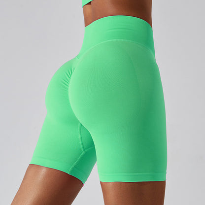 Seamless High Elastic Women's Yoga Shorts Peachy Athletic High Waisted Butt Lifting Shorts for Outdoor Running and Fitness