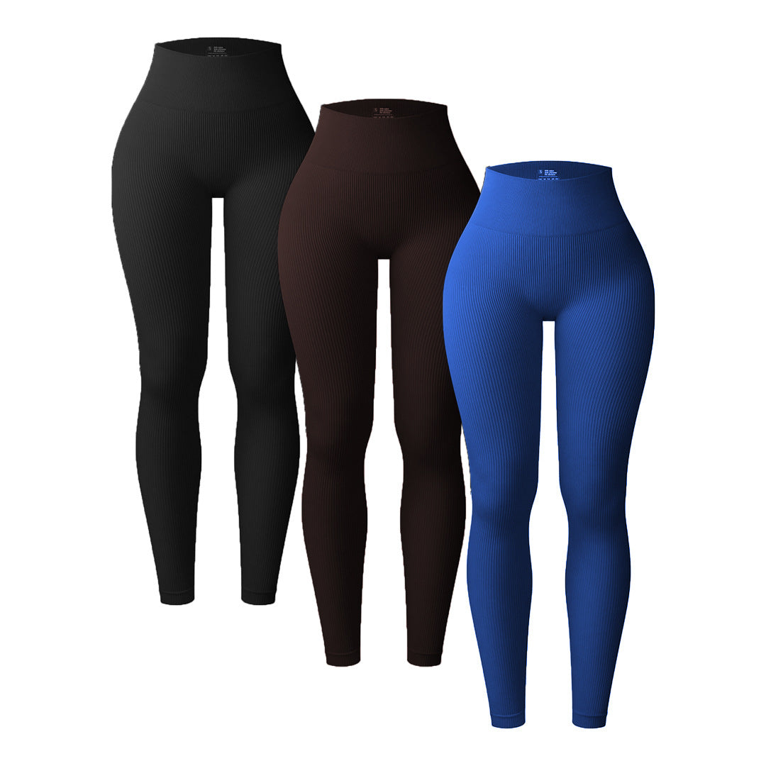 High Waisted Seamless Yoga Leggings for Women Fall Winter Ribbed Workout Pants Moisture Wicking Quick Dry and for Running Fitness