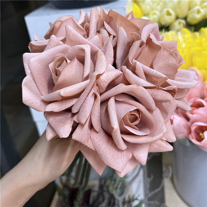 Luxurious Touch Realistic Moisturizing Silk Rose Bouquet for Weddings - Stunning Bride's Handheld Floral Arrangement for Home Décor and Table Centerpieces