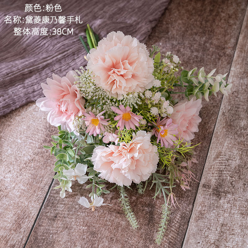 Dai Ling Realistic Carnation Bouquet - Elegant Home Decor Floral Arrangement & Wall Hanging Design - Perfect for Weddings and Special Occasions (CF01408)