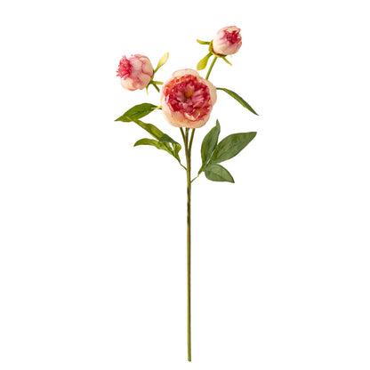 Realistic Faux Peony Bouquet with 3 Stems - Perfect Home Decoration for Photography and Floral Arrangements