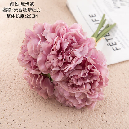 Realistic Peony Flower Bouquet - Lifelike Faux Floral Home Decor Craft for Weddings and Special Events - GF14921B