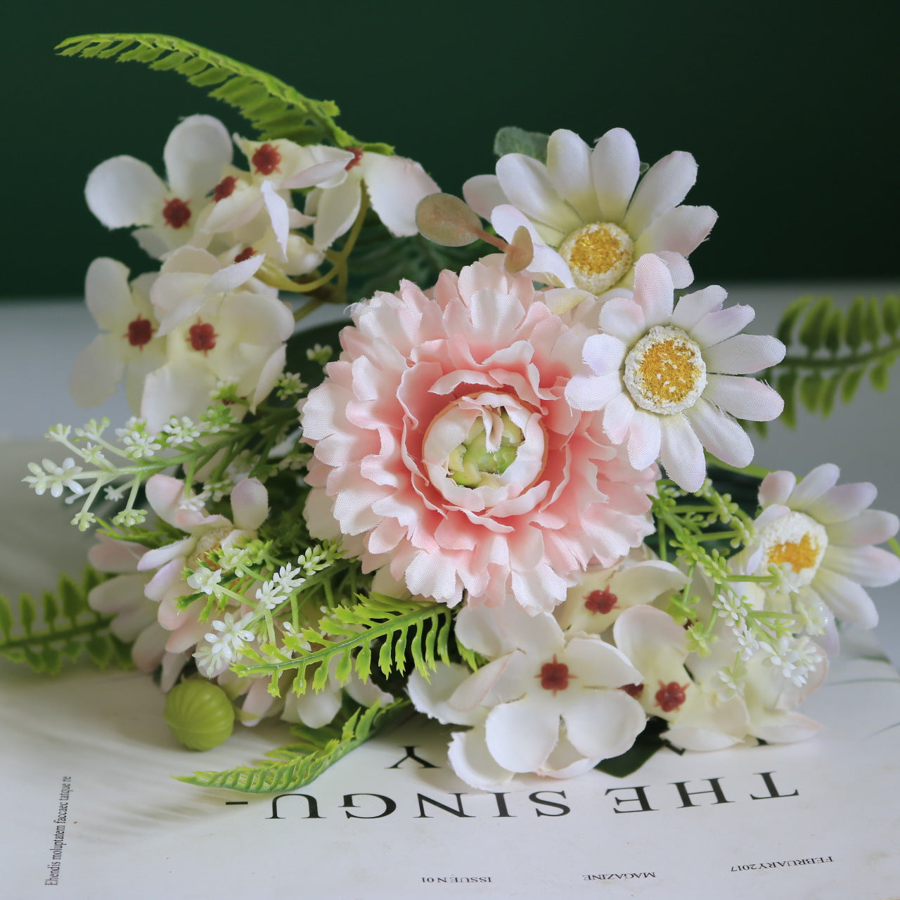 Beautiful Artificial Floral Arrangement Featuring Hydrangeas, Peonies, and Daisies for Wedding Photography Props and Elegant Home Decor – Lifelike Faux Flower Bouquet for a Rustic Chic Aesthetic