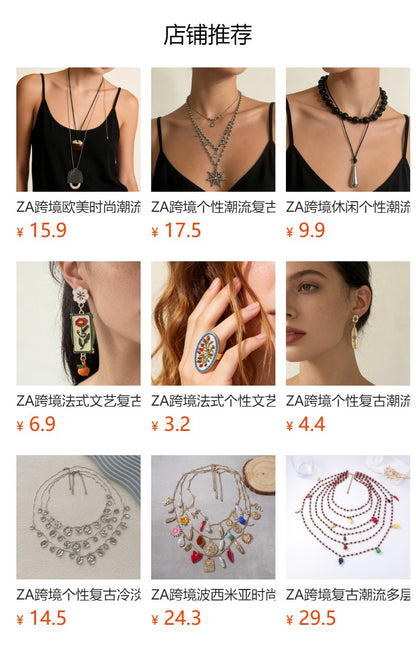 Unique Geometric Alloy Pendant Necklace with Colorful Print - Stylish Multi-Layered Casual Accessory for Every Occasion