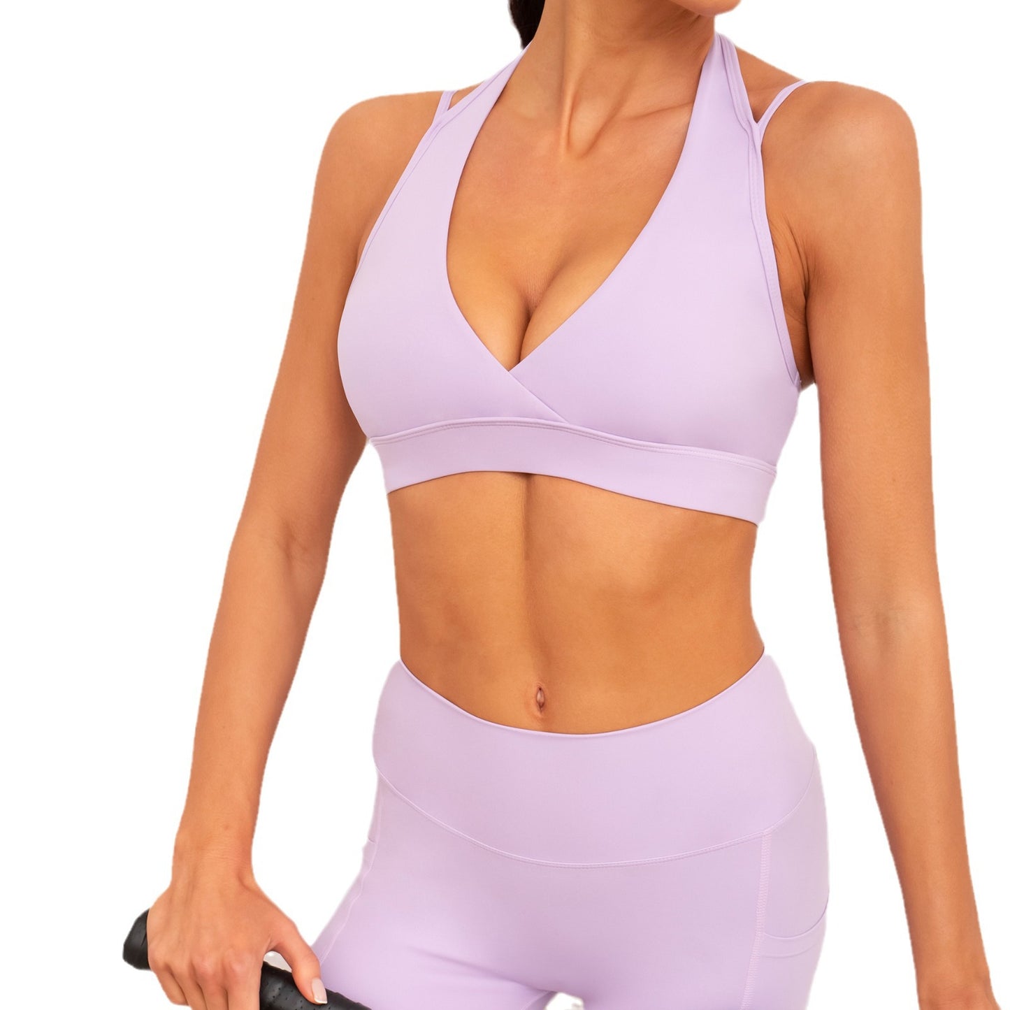 Yoga Set Halter Neck Yoga Top Supportive Sports Bra and High Waisted Leggings for Comfort and Flexibility