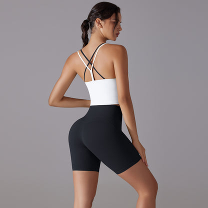 Seamless Backless Sports Bra High Waisted Butt Lift Shorts Set for Comfort for Running Gym Workouts and Yoga