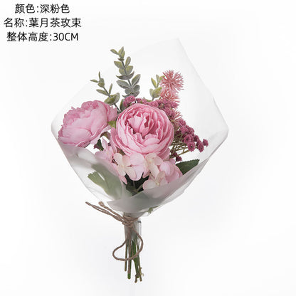 Elegant Wall Decor with Artificial Moonlight Tea Rose Bouquet - Perfect for Weddings, Home Decor, and Special Occasions | CF01100