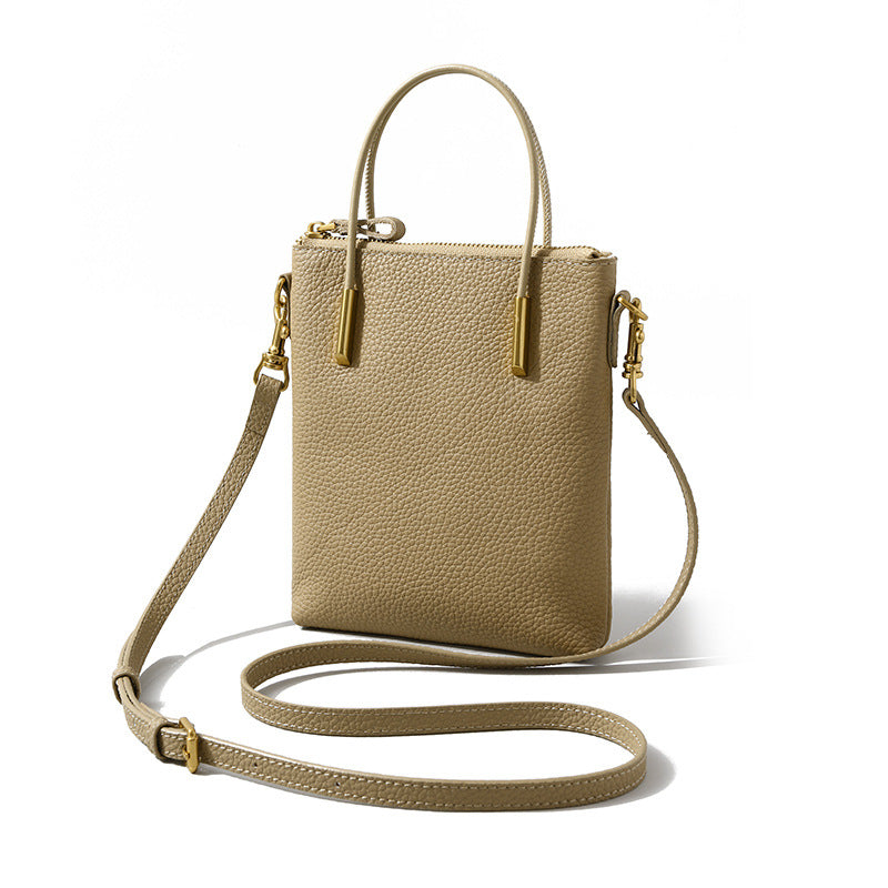 TC Grain Leather Mini Square Handbag Fashion Small Crossbody Bag for Everyday Elegance and Versatility