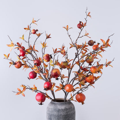 Artificial Pomegranate Floral Arrangement - 5-Head Decorative Dried Flowers for Home Decor and Weddings | Ins-inspired Elegance | MW25301