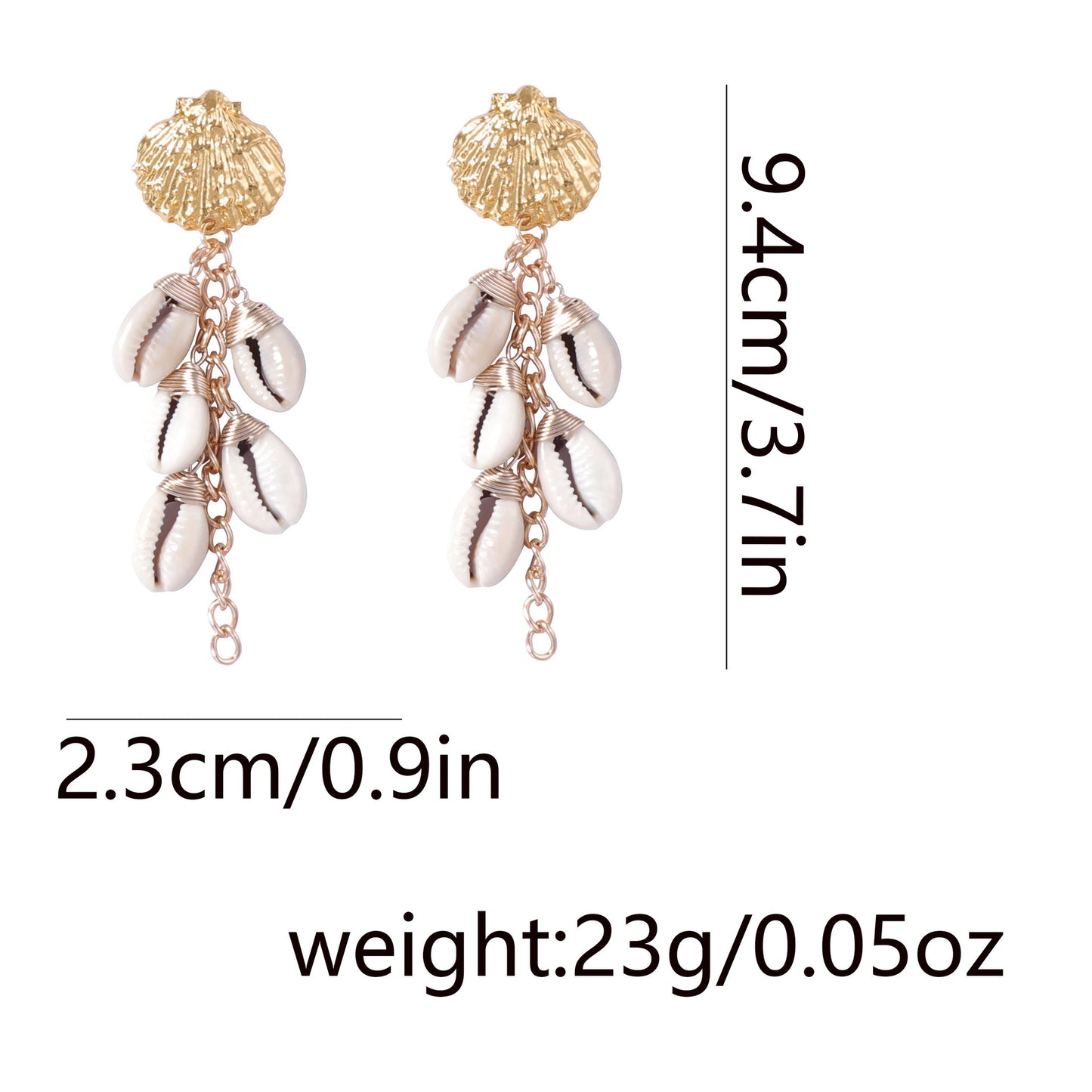 Bohemian Vacation Style Relaxed Shell Alloy Scallop Earrings - Versatile Beach Wear for Women