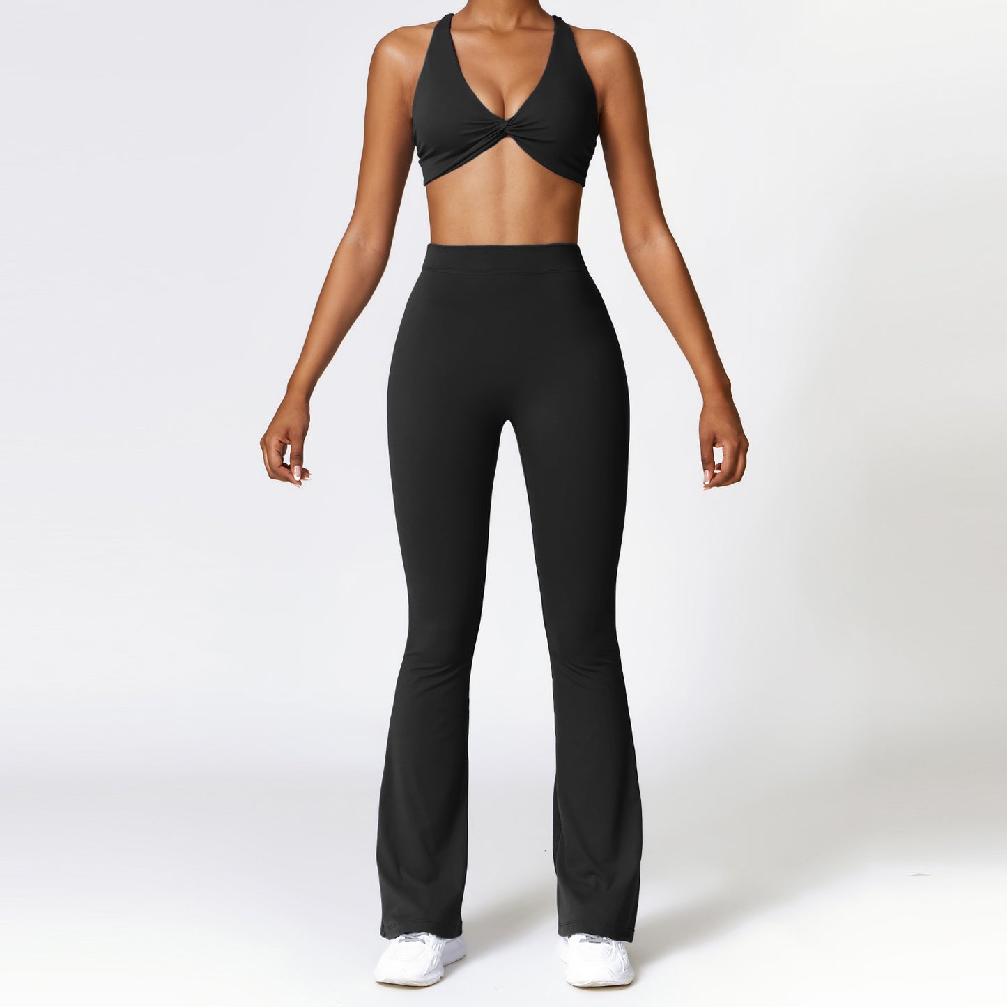 Peach Lift High Waist Yoga Set for Women Soft Moisture Wicking Fabric Flattering Fit with Racerback Design Bootcut Leg for Comfort in Workout Gear