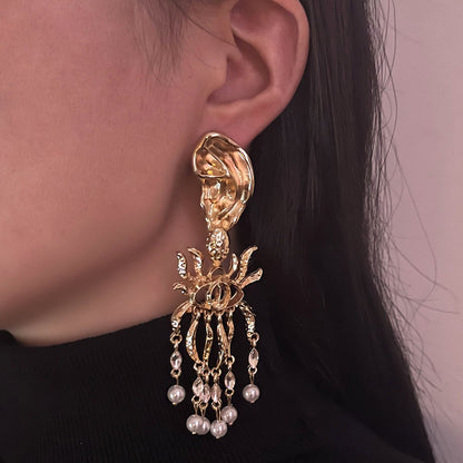 Unique Vintage-Inspired Statement Long Tassel Earrings with Asymmetrical Design – High-End Fashion Accessory for Individual Style
