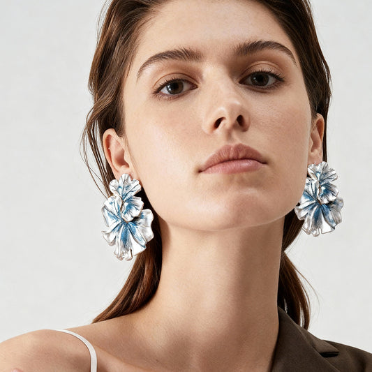 Trendy Alloy Thin-Coated Earrings for Women | Bold Vintage-Inspired Statement Flower Jewelry for a Chic, Effortless Look