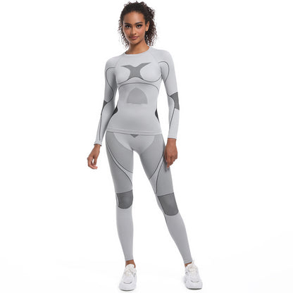 Seamless Tight Fitting Long Sleeve Sports Bodysuit Set for Women Ideal Cycling Yoga Fitness and Skiing Outfit with Enhanced Comfort Flexibility