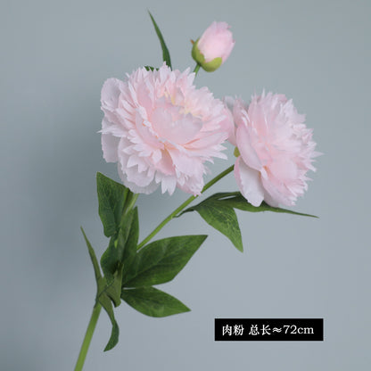 High-Quality Faux Peony Bouquet - Luxurious 3-Head Silk Flower Arrangement for Home Décor, Ideal for DIY Floral Art in Living Room and Sample Rooms