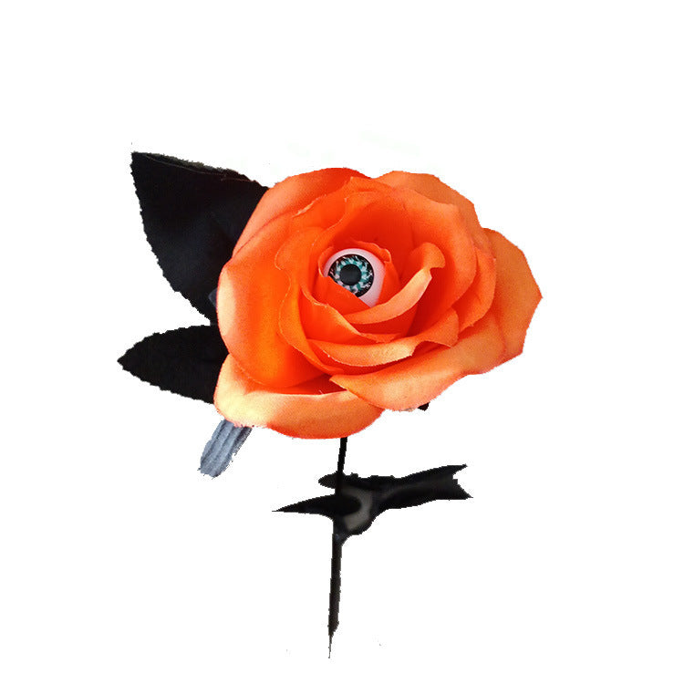 Realistic Black Artificial Rose with Creepy Eyeball Decoration - Perfect for Halloween Parties and Events