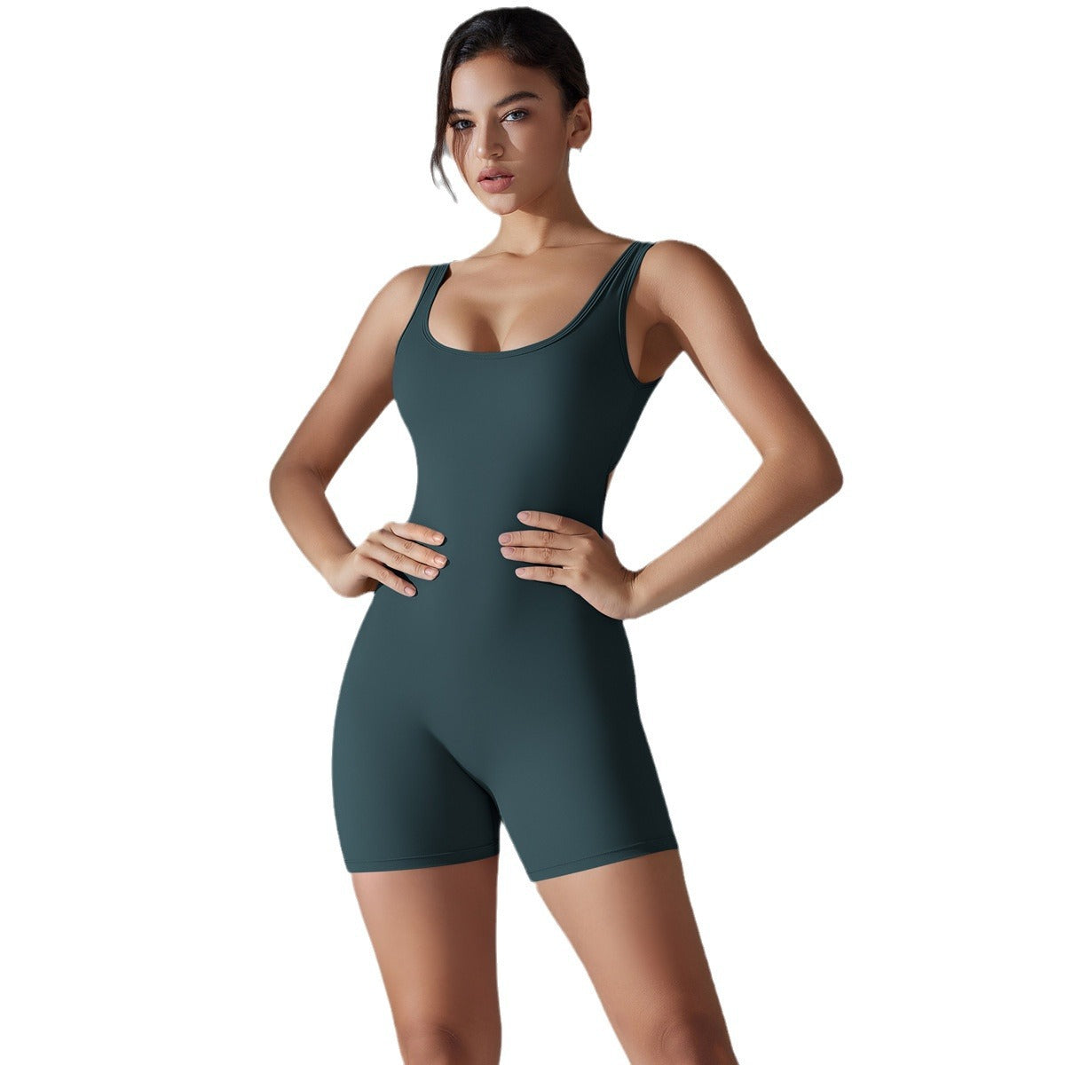 V Shaped Back Yoga Bodysuit Sports Fitness Leggings with Butt Lifting Support for Running and Exercise