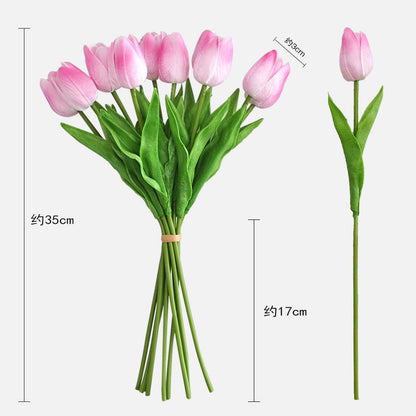 Modern Minimalist 10-Head Realistic Artificial Tulip Bouquet – Perfect for Home or Office Décor