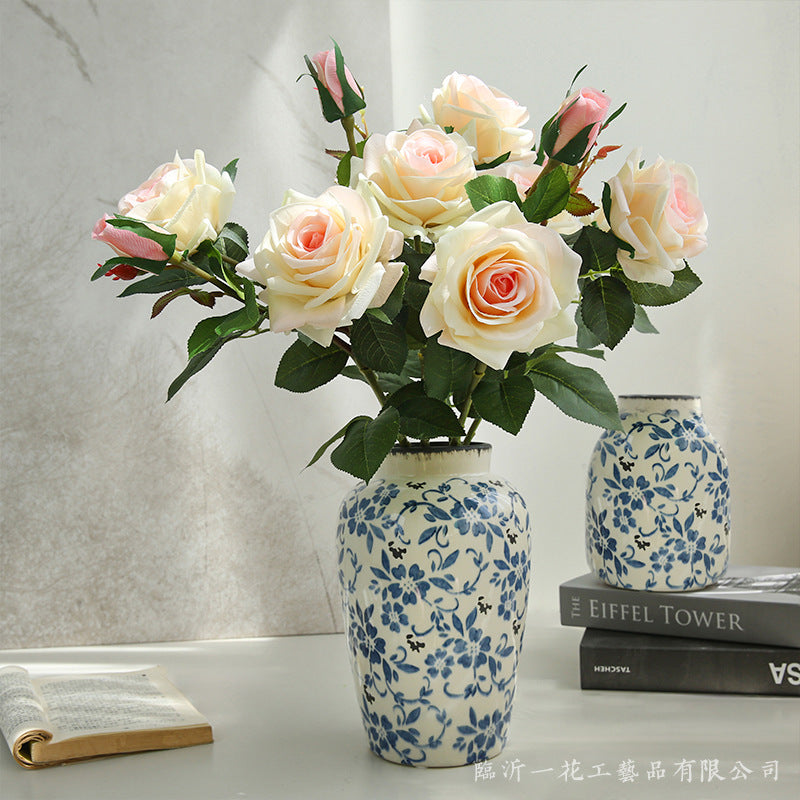 Lifelike Handfeel Moisturizing Happy Rose - Elegant Modern Home Décor for Living Room, Luxurious Floral Arrangement for Hallway and Photography Prop