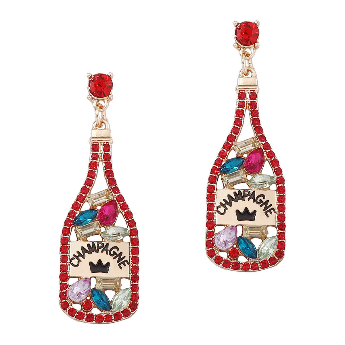 Personalized Element-Inspired Rhinestone Letter Bottle Charm Earrings for Women – Trendy and Unique Fashion Statement