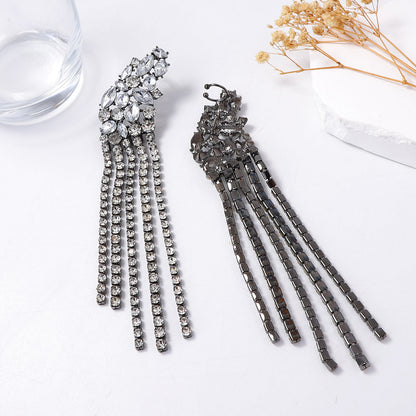 Exquisite Statement Alloy Crystal Tassel Pendant Earrings - Luxurious Jewelry for Evening Parties and Special Events