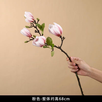 Realistic 3D Touch Magnolia Blossom Flower – Stunning Faux Floral Decor for Living Room and Dining Table Centerpiece