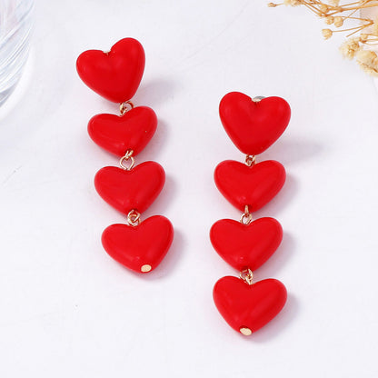 Elegant Heart-Shaped Long Tassel Earrings in Luxe Red for Valentine's Day - Versatile, Stylish, and Perfect for Any Occasion