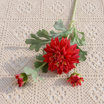 Lifelike Velvet Texture Dalia Flower Bouquet - 3-Stemmed Dahlia & Peony Arrangement for Home Décor, Wedding Decorations, and Special Events