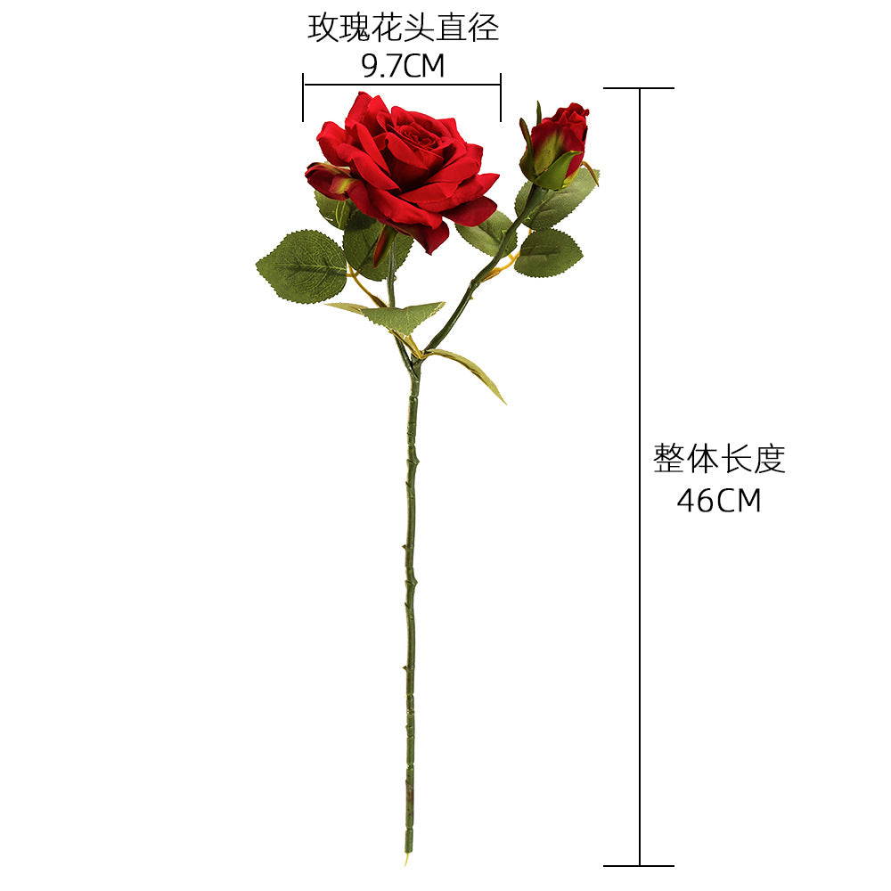 Lifelike Green Single Stem Double-Headed Rose Artificial Flower - Perfect for Wedding Decor and Home Accents (Model INSMW31586)