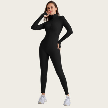 Women's Seamless Zip Up Bodysuit for Fall and Winter Quick Dry Tight Fitting Workout Running Yoga Outfit